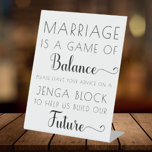 Signe De Table Élégant moderne Jenga Guest Book Mariage Sign