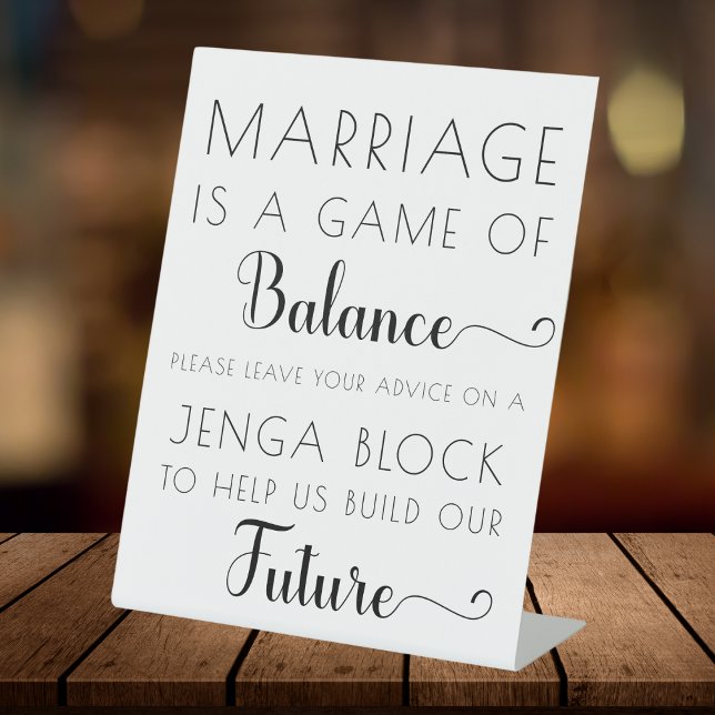 Signe De Table Élégant moderne Jenga Guest Book Mariage Sign (Créateur téléchargé)