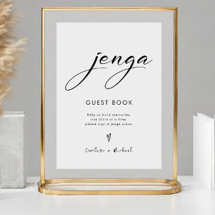 Signe De Table Élégant moderne Jenga Guest Book Mariage Sign