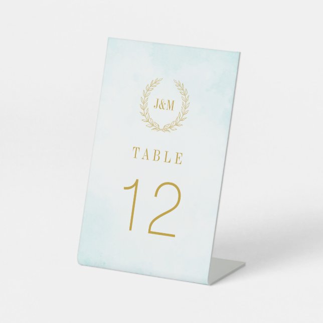 Signe De Table Élégant Monogramme minimaliste Classique Turquoise (Recto)