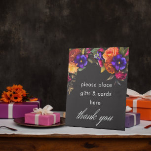 Signe De Table Élégant Moody Vibrant Harvest Floral Mariage