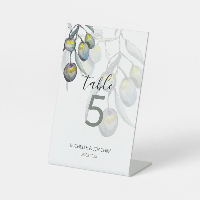 Signe De Table Élégant Olive Branch Watercolor Art (Recto)