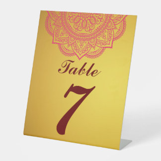Signe De Table Elégant or et REd Indian Paisley Mariage Pedes