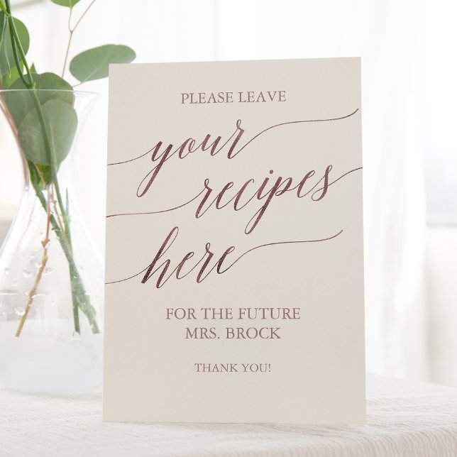 Signe De Table Élégant or Rose | Recettes de Fête des mariées ivo (Créateur téléchargé)