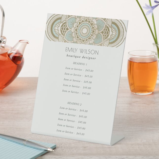 Signe De Table Elégant Ornate Gold Turquoise Prix de service Mand (In SItu)