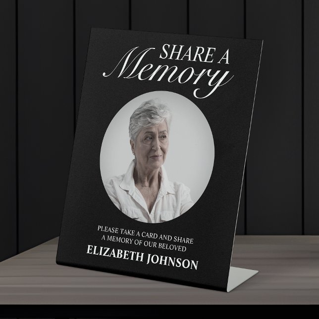 Signe De Table Élégant Partagez un Souvenir Noir (Créateur téléchargé)