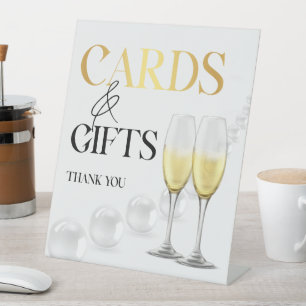 Signe De Table Élégant Perles et Prosecco pour Enterrement de Vie