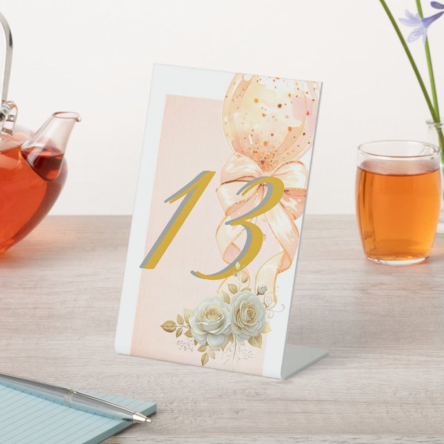 Signe De Table Elegant Pink and Gold Balloon Birthday Party Table (In SItu)