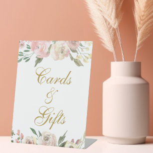 Signe De Table Elégant Pink Gold Floral Cartes de Mariage & Cadea