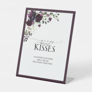 Signe De Table Élégant Plum Purple Floral Combien de baisers