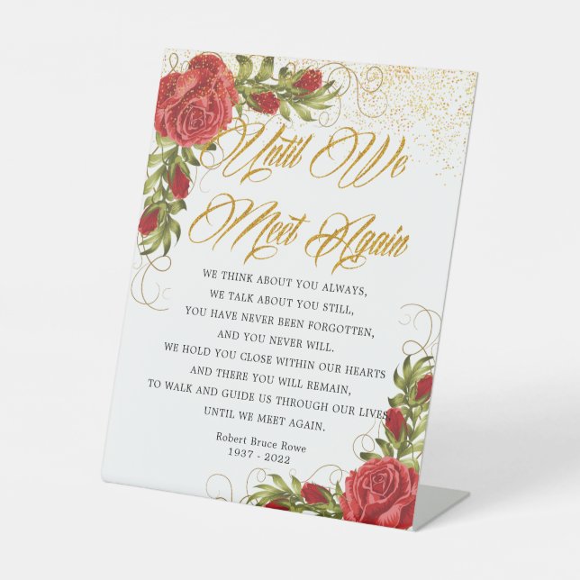 Signe De Table Elégant poème funéraire turc Roses rouges (Recto)