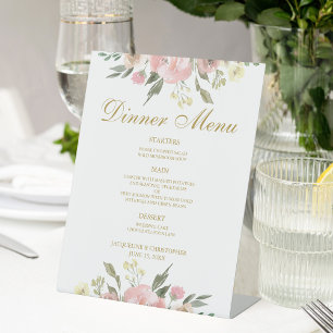 Signe De Table Élégant Pony Rose Or Mariage Floral Dîner