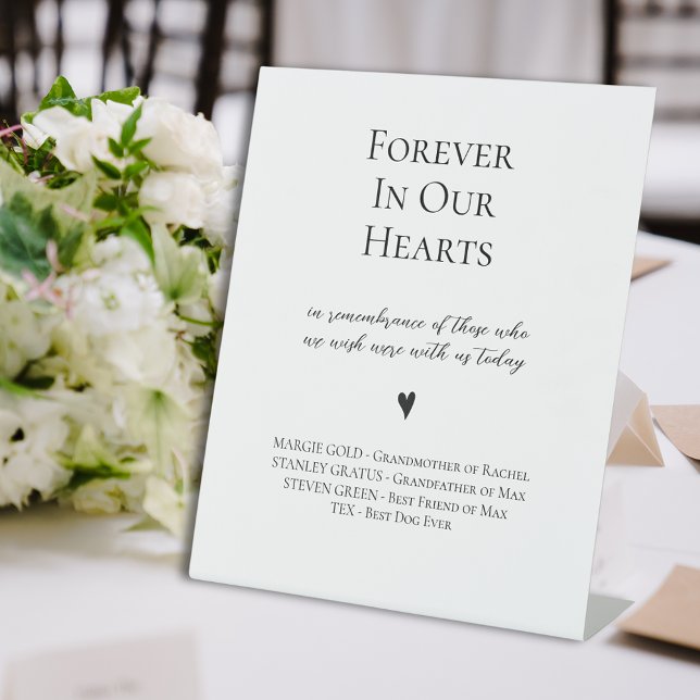 Signe De Table Élégant pour toujours dans nos coeurs Mariage comm (Elegant Forever In Our Hearts Memorial Wedding Pedestal Sign
)
