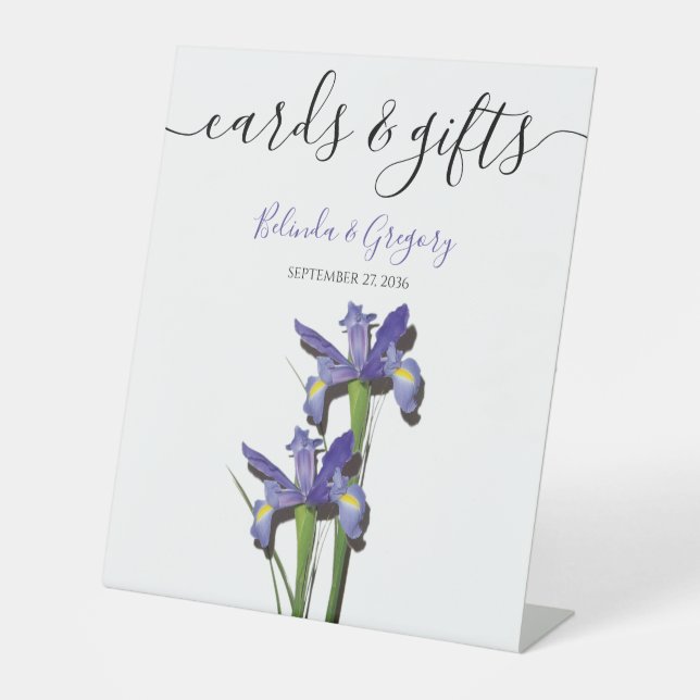 Signe De Table Elégant Purple Iris Cartes de Mariage & Cadeaux (Recto)