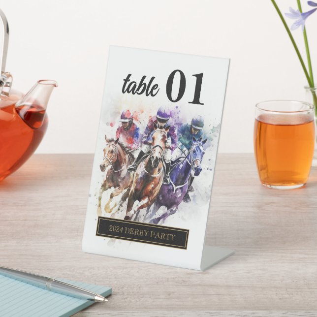 Signe De Table Élégant Race Horse Derby Party équestre (In SItu)