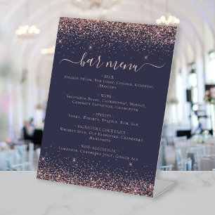 Signe De Table Elégant Rose bleu foncé Gold Parties scintillant B