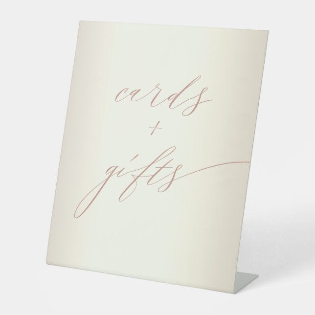 Signe De Table Élégant Rose Gold Script Champagne Cartes Mariage (Recto)