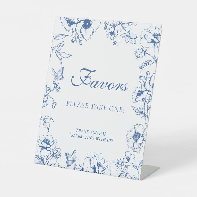 Signe De Table Elegant Royal Blue Floral Wedding Favors (Recto)