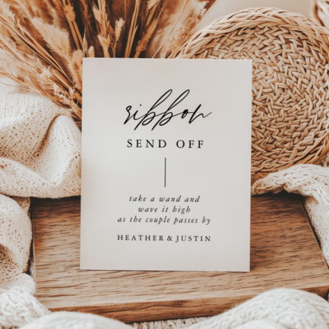 Signe De Table Élégant ruban Mariage de calligraphie Envoi désact (Créateur téléchargé)