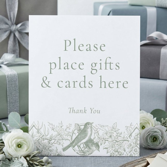 Signe De Table Elegant Sage Chinoiserie Nature Bird Bridal Shower (Créateur téléchargé)