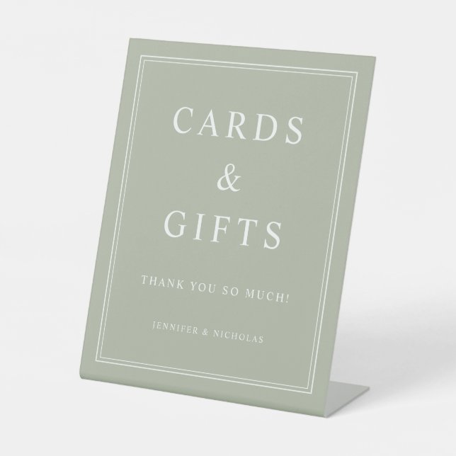 Signe De Table Elegant Sage Green Cards And Gifts Wedding (Recto)