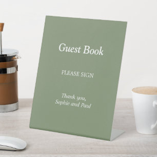 Signe De Table Élégant Sage Green Livre d'Invité