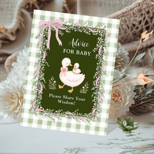 Signe De Table Élégant Sage Vert Silly Goose Conseils pour Bébé  (Créateur téléchargé)