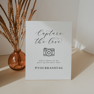 Signe De Table Élégant Script Capture Le Hashtag Mariage Amour