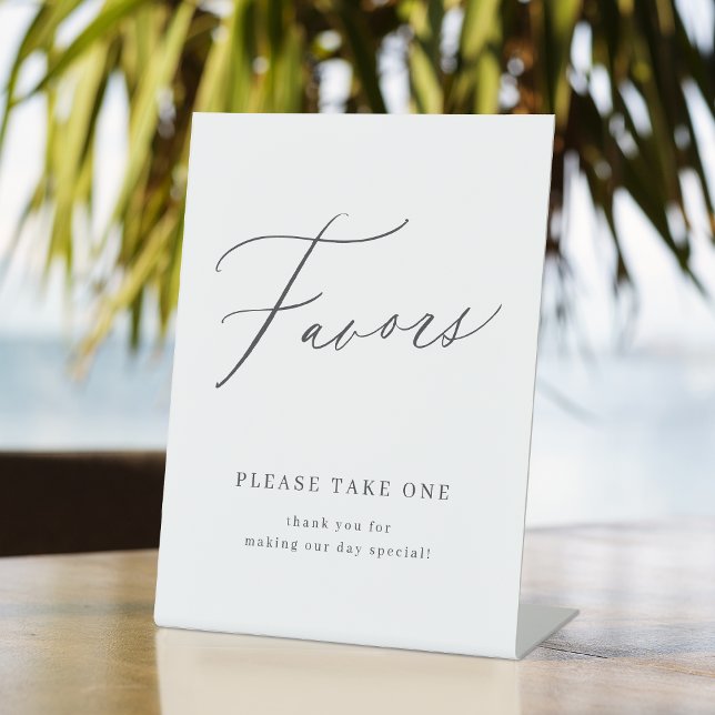 Signe De Table Elégant script mariage faveurs s'il vous plaît pre (Elegant script wedding favors please take one sign)
