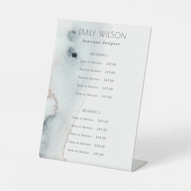 Signe De Table Elégant Soft Aqua Blue Gold Beach Service Prix (Recto)