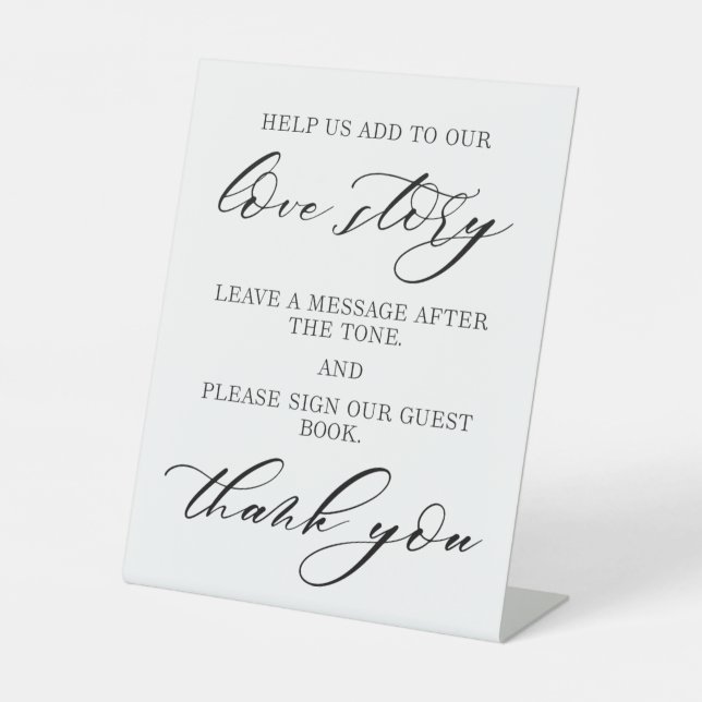 Signe De Table Elegant Tabletop Wedding Audio Guest Book Sign  (Recto)