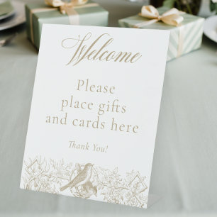 Signe De Table Elégant Tan Chinoiserie Nature Birds Baby shower