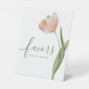 Signe De Table Élégant tulipe à l'aquarelle pêche Favor