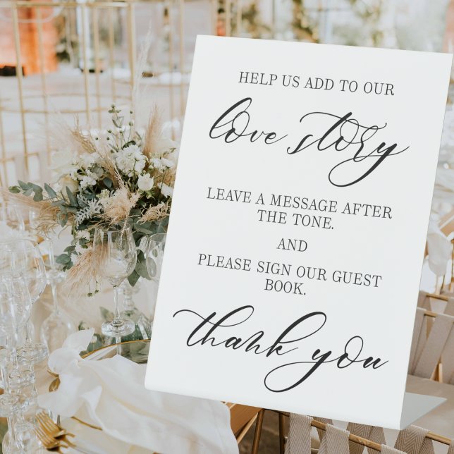 Signe De Table Elegant Wedding Audio Guest Book Tabletop Sign  (Elegant Wedding Guest Book Sign)