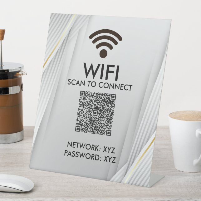 Signe De Table Élégant Wifi QR Code Scan Pour Connecter Silver Go (In SItu)