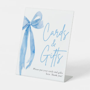 Signe De Table Elégante aquarelle Dusty Blue Bow Cartes et cadeau