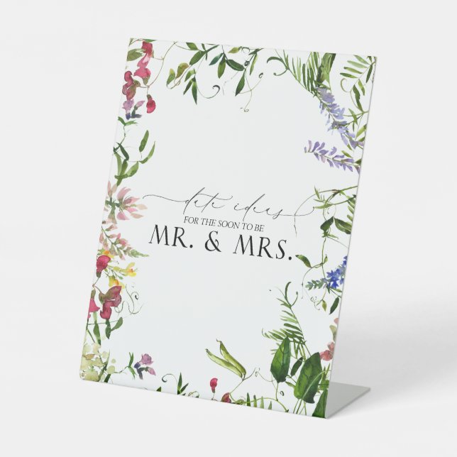 Signe De Table Elégante aquarelle Fleur sauvage d'été Idées Date (Recto)