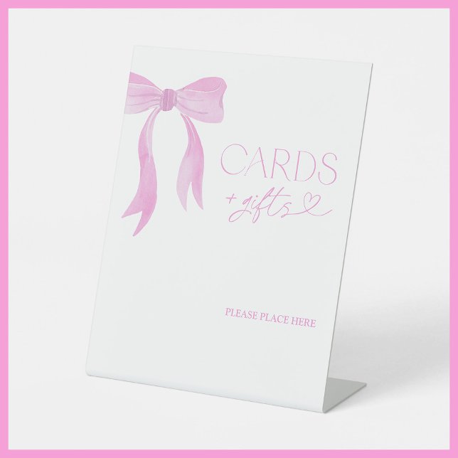 Signe De Table Elégante aquarelle Pink Bow Cartes et Cadeaux (Créateur téléchargé)