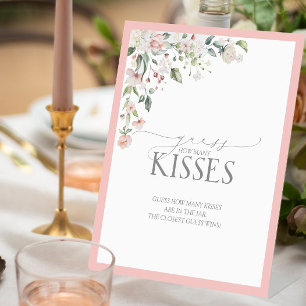 Signe De Table Elégante Aquarelle rose Floral Combien de baisers