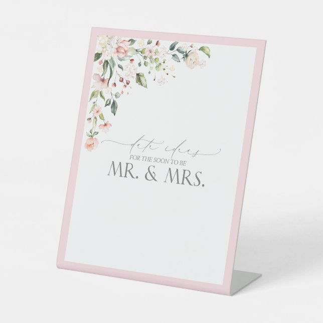 Signe De Table Elégante Aquarelle rose Floral Date Idées Piédesta (Recto)