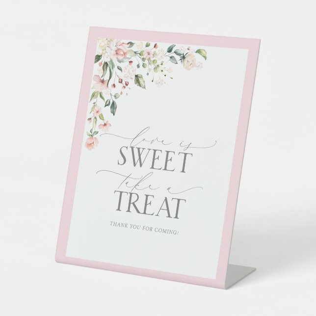 Signe De Table Elégante Aquarelle rose Floral Douche Douce (Recto)