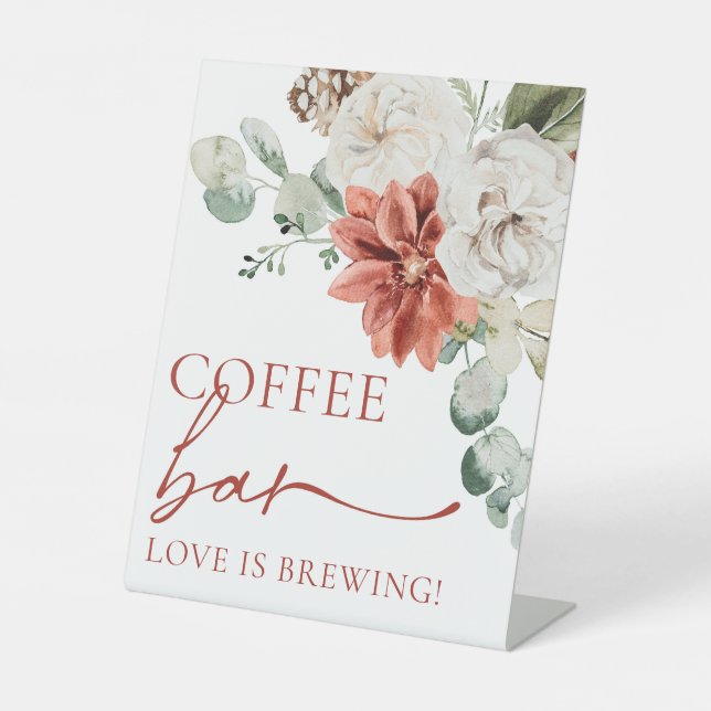 Signe De Table Élégante barre de café rouge hiver (Recto)