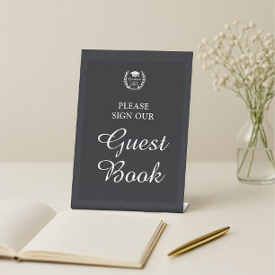 Signe De Table Élégante Black Custom Guest Book Party Graduation