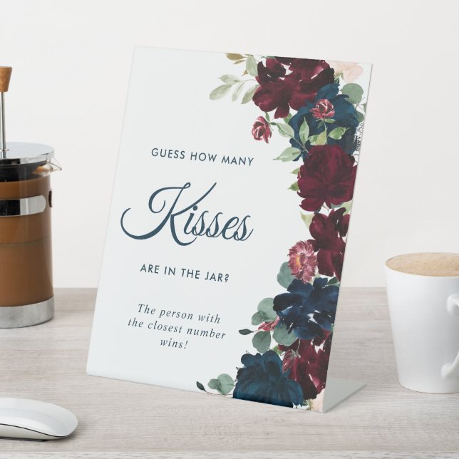 Signe De Table Elégante Bourgogne et bleu marine Combien de baise (In SItu)