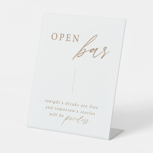 Signe De Table Élégante calligraphie or Mariage Open Bar Table (Recto)