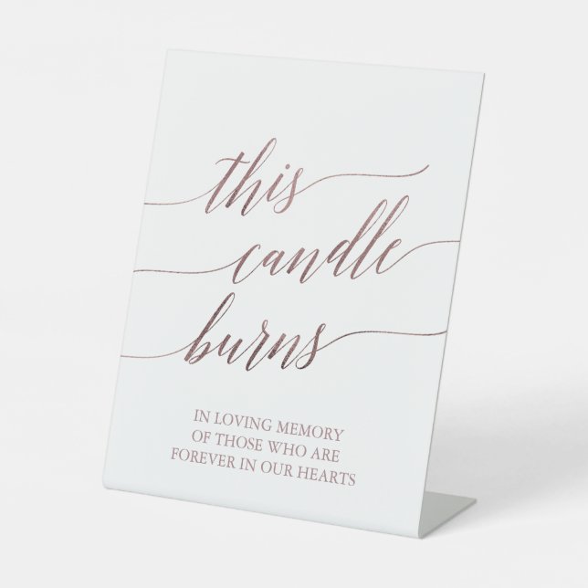 Signe De Table Élégante calligraphie Or Rose Cette bougie brûle (Recto)