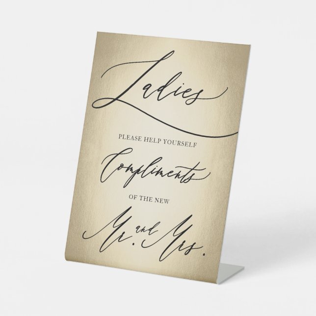 Signe De Table Élégante Calligraphie Script Dames Salle de bain (Recto)