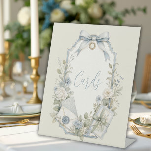Signe De Table Élégante carte de mariage vintage bleu français