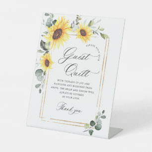 Signe De Table Elégante couette Mariage Eucalyptus Sunflowers