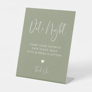 Signe De Table Elégante et moderne Sage Green Date idées nuit
